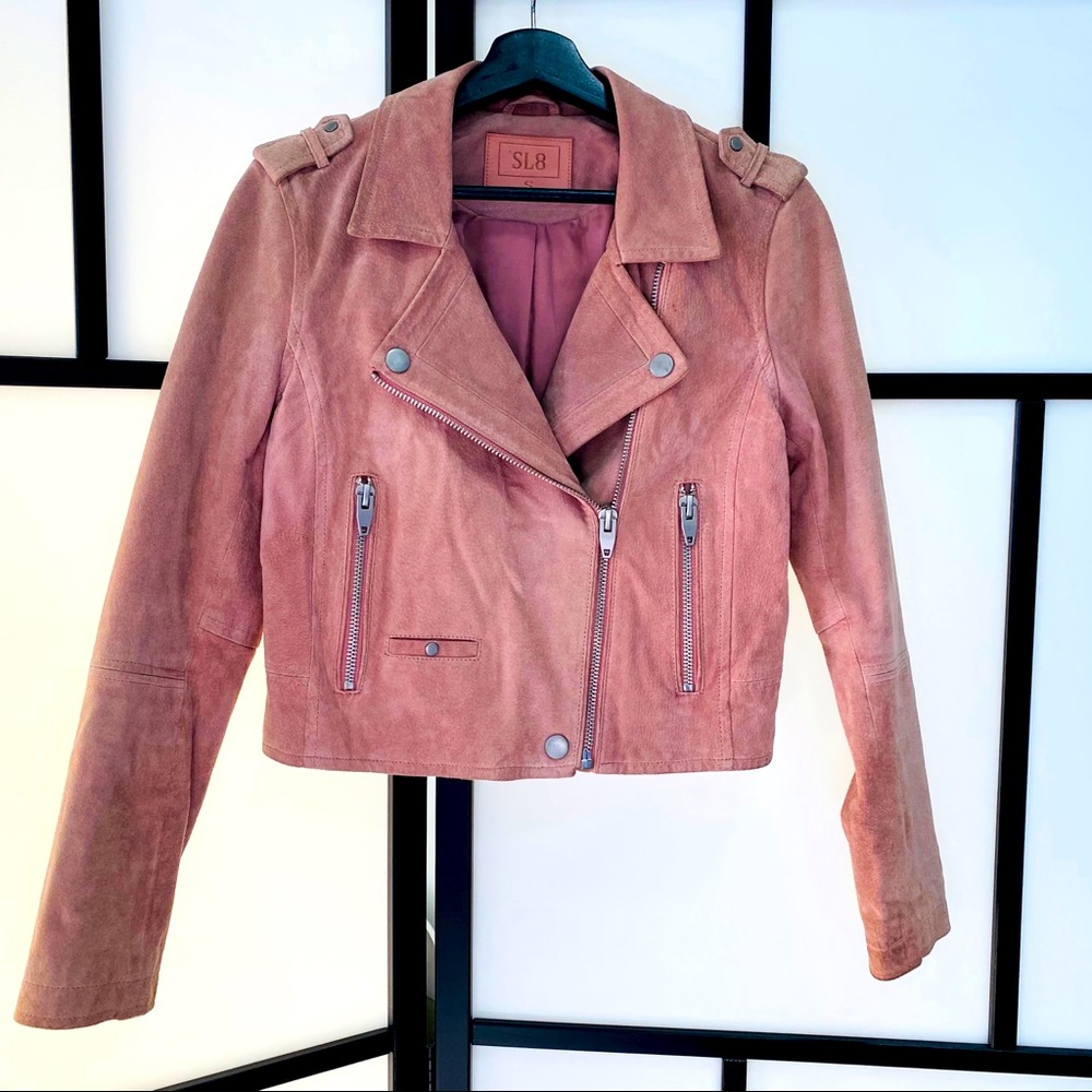 Leather Biker Jacket Dusty Pink